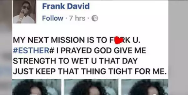 Nigerian Guy Shares Photo Of A Lady On Facebook, Says His Next Mission Is To Furk Her Click Here